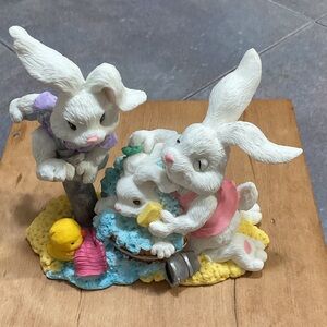 Adorable Bunny Figurine with Chicks